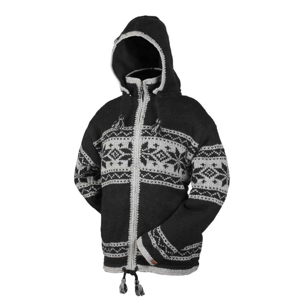Wool Jacket Lined - Charcoal Snowflake