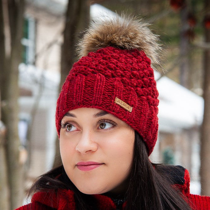 Popcorn knit Hat with Pompom