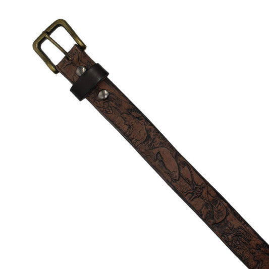 Fish Patterned Leather Belt