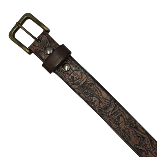 Bear Patterned Leather Belt