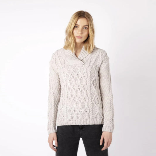 Bramble Aran Shawl Collar Sweater