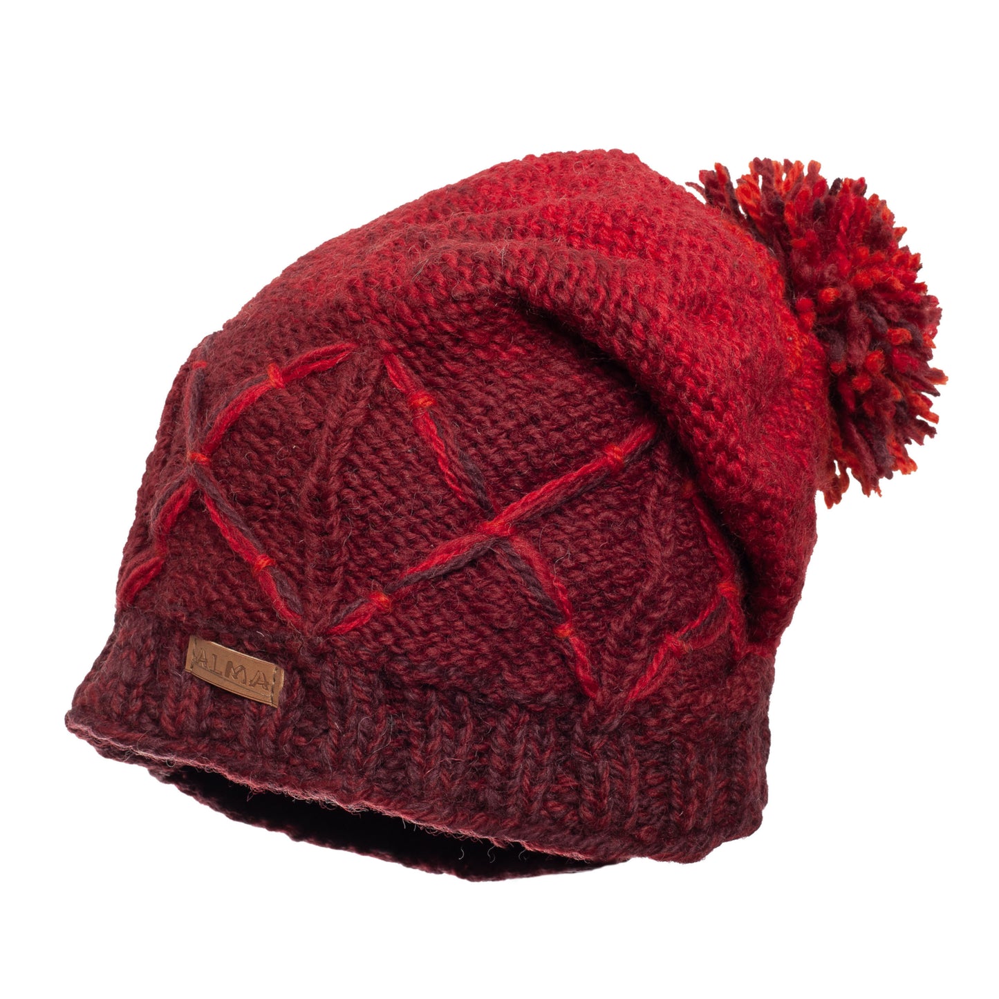 Slouchy Button Hat w. PomPom