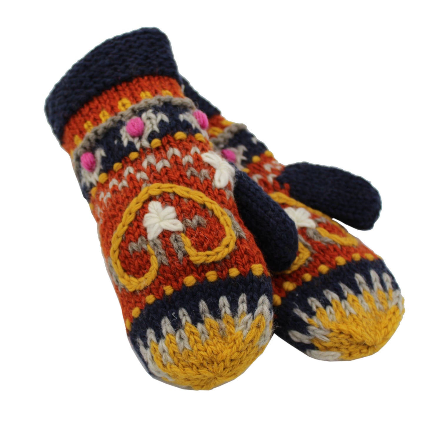 Embroidered Wool Mitts