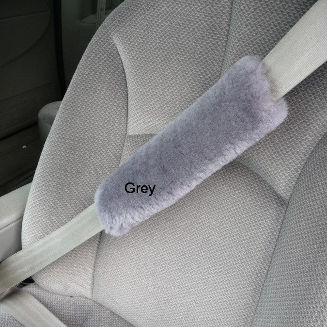 Sheepskin Seat Belt Strap Cover. Made in Canada by Egli`s Sheep Farm
