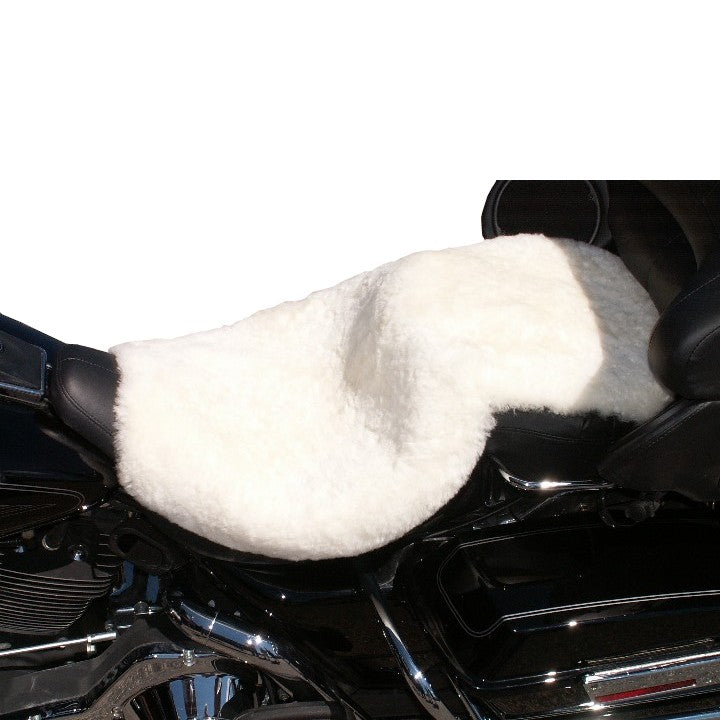 Black, Grey or White Longwool Motorcycle Seat Cover: Sheepskin Town