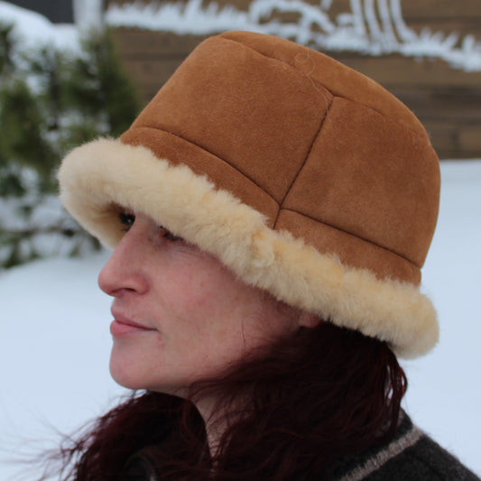 Elks & Angels Shearling Trapper Hat - Light Almond — Simply Green Baby
