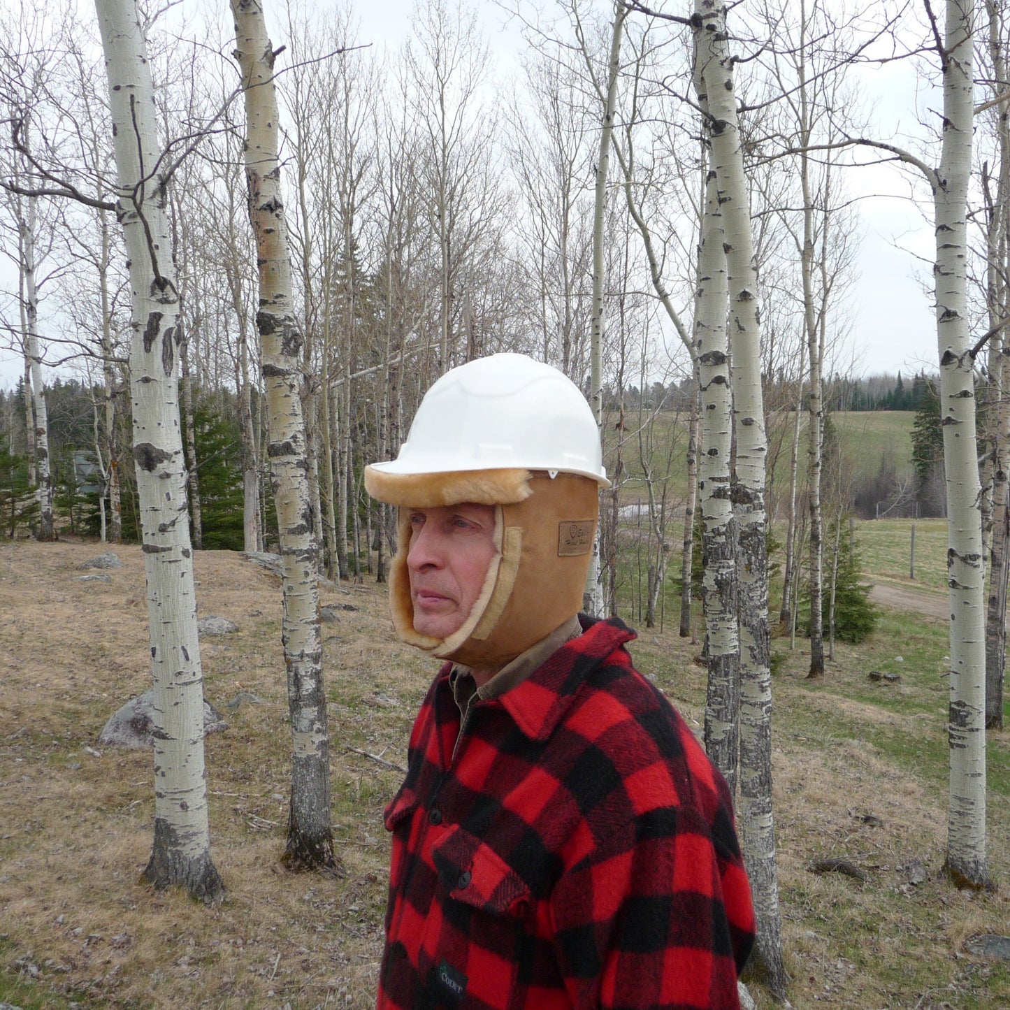 Sheepskin Head Honcho Hard hat liner. Made in Canada by Egli's Sheep Farm