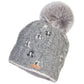 Cable Butterfly Hat w. Fur Pompom