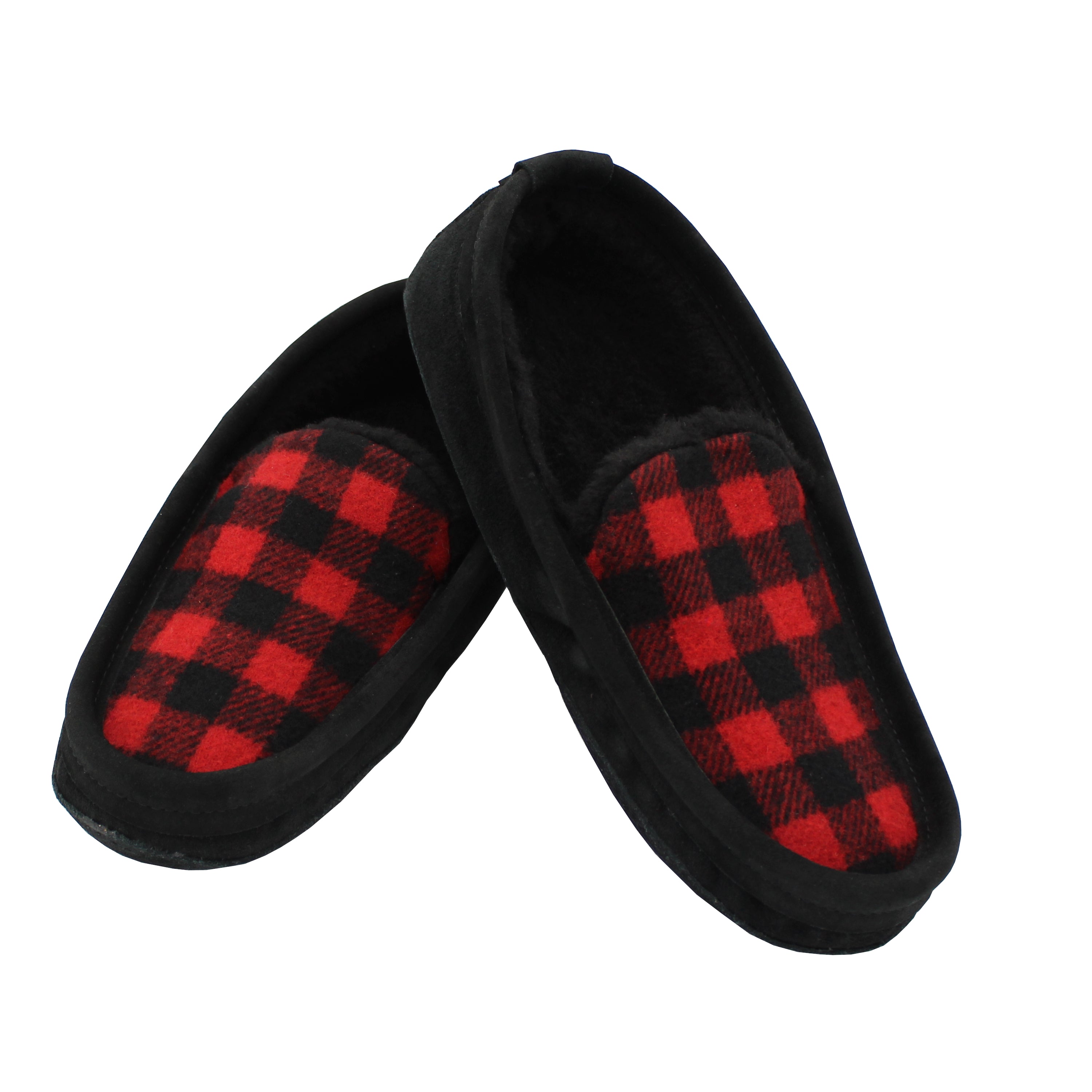 Red and outlet black plaid moccasins