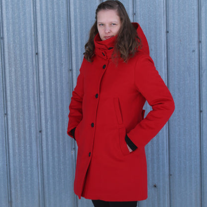 Classic Fitted Wool Coat - Women's